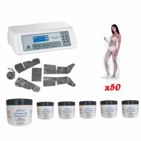 KIT 50 soins drainants : Couverture de Pressothérapie + 50 pantalons de pressothérapie + 6 gels de cryothérapie - 1